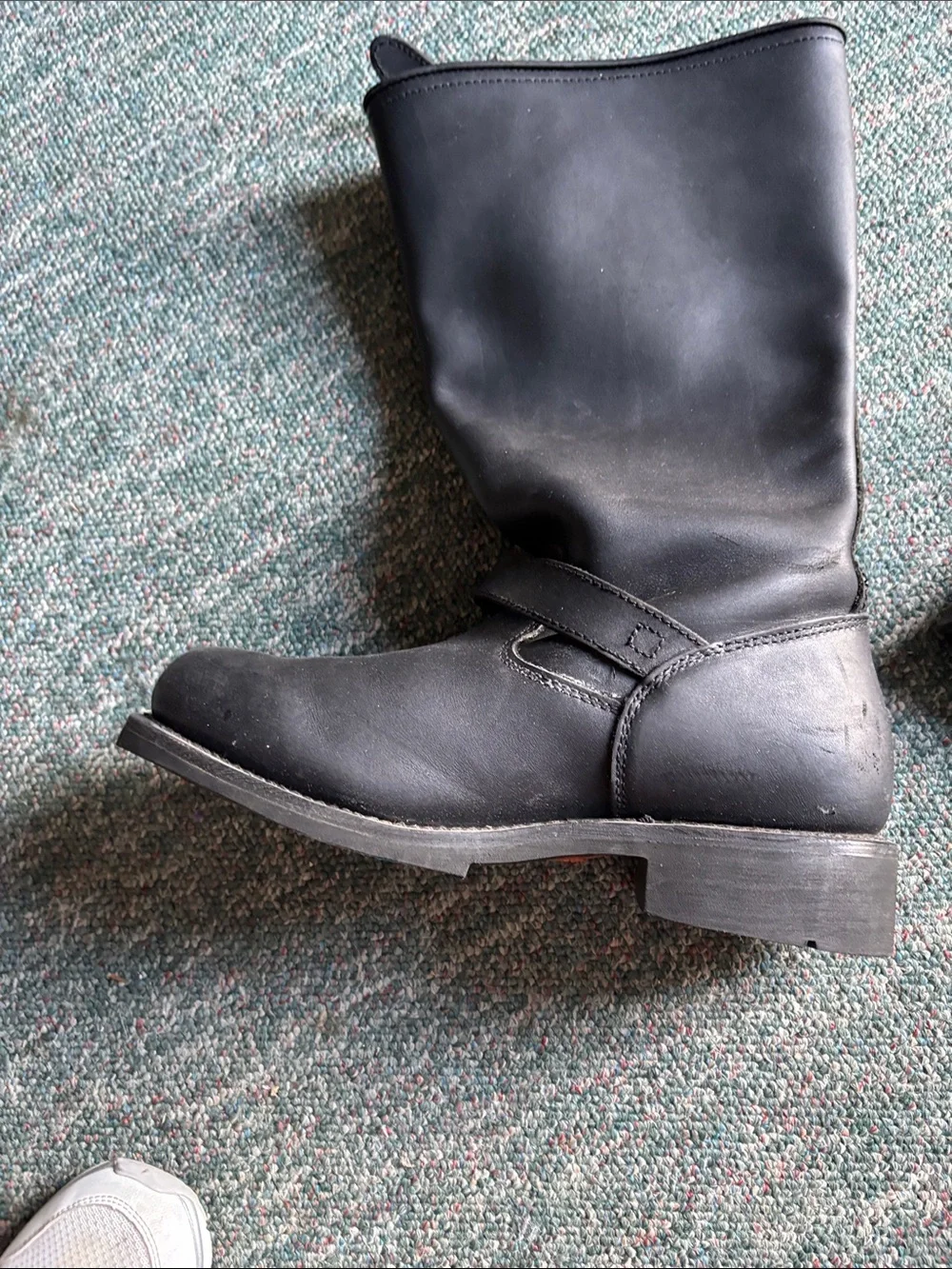 Black ride tecs steel toe Leather Men’s, Riders Boots.